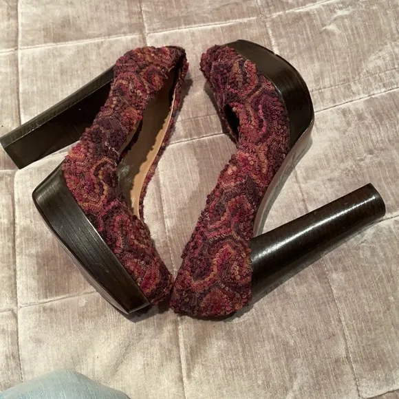 Missoni Boucle Chunky Platform Heels Shoes 38 1/2 Italian