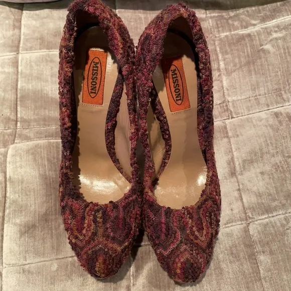 Missoni Boucle Chunky Platform Heels Shoes 38 1/2 Italian