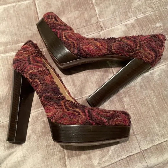 Missoni Boucle Chunky Platform Heels Shoes 38 1/2 Italian