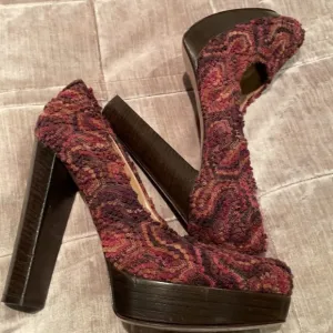 Missoni Boucle Chunky Platform Heels Shoes 38 1/2 Italian