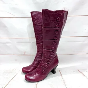 Miz Mooz Astor Burgundy Wine Leather Victorian Steampunk Button Tall Boots