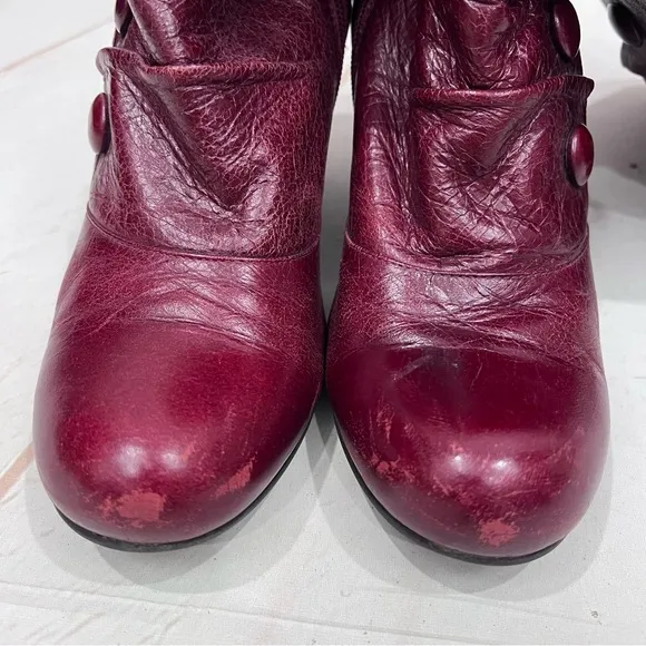 Miz Mooz Astor Burgundy Wine Leather Victorian Steampunk Button Tall Boots