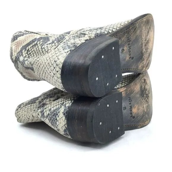 Miz Mooz Cabana Western Boots Women sz 6 Ankle Booties Snakeskin Leather Cowgirl