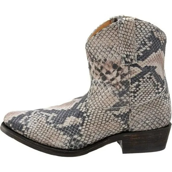 Miz Mooz Cabana Western Boots Women sz 6 Ankle Booties Snakeskin Leather Cowgirl