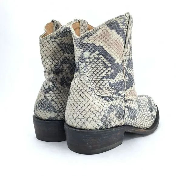 Miz Mooz Cabana Western Boots Women sz 6 Ankle Booties Snakeskin Leather Cowgirl