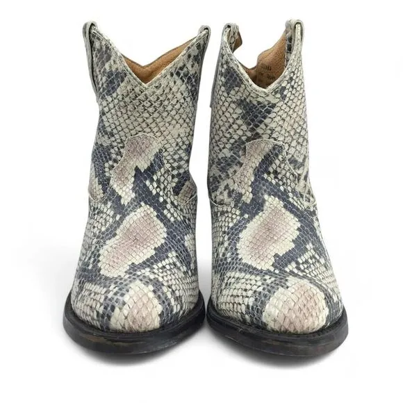 Miz Mooz Cabana Western Boots Women sz 6 Ankle Booties Snakeskin Leather Cowgirl
