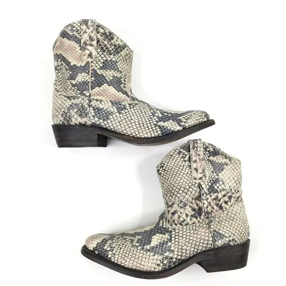 Miz Mooz Cabana Western Boots Women sz 6 Ankle Booties Snakeskin Leather Cowgirl