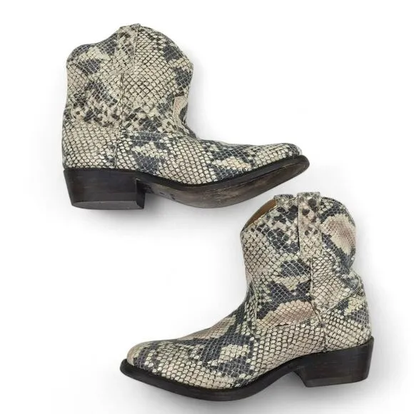 Miz Mooz Cabana Western Boots Women sz 6 Ankle Booties Snakeskin Leather Cowgirl