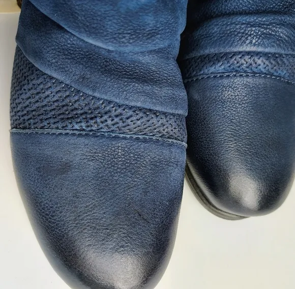 Miz Mooz Leather Sunny Ankle Boots blue Women's, Zipper, Western,sz EU37, 6.5-7.