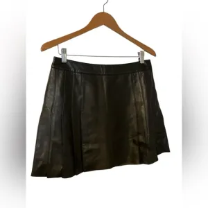 Moda International Genuine Leather Skirt Size 10 Pleated Y2K Biker Goth