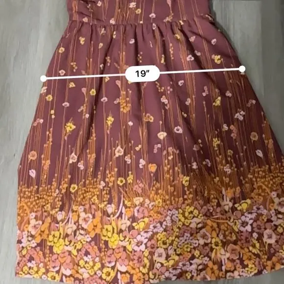 ModCloth Lively Identity Burgundy Floral Short Sleeve‎ Mini Dress Size L NEW