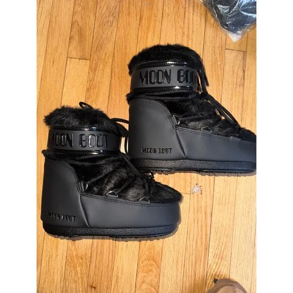 Moon boots black faux fur low icon 36/38