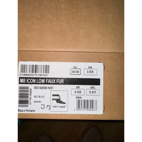 Moon boots black faux fur low icon 36/38