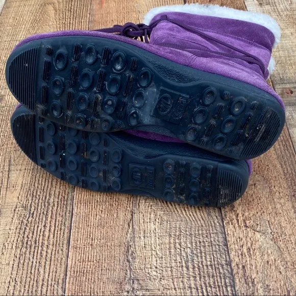 MOON BOOTS Vintage TECHNIA Purple / Grape Suede with Faux Fur Size 5