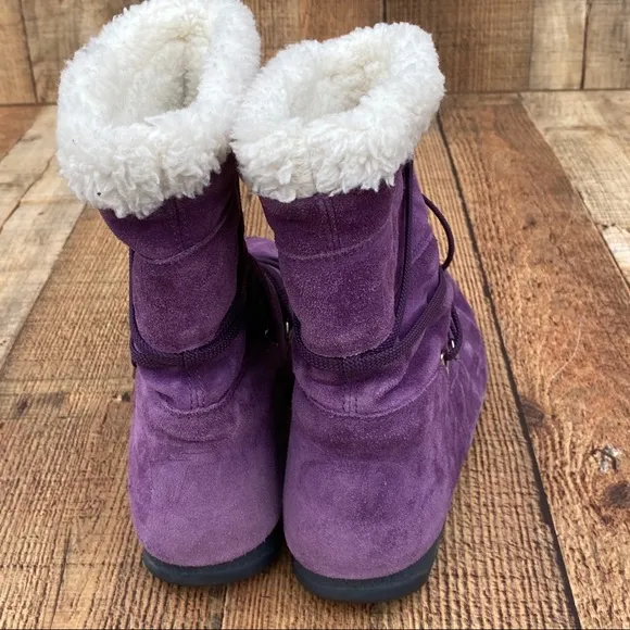 MOON BOOTS Vintage TECHNIA Purple / Grape Suede with Faux Fur Size 5