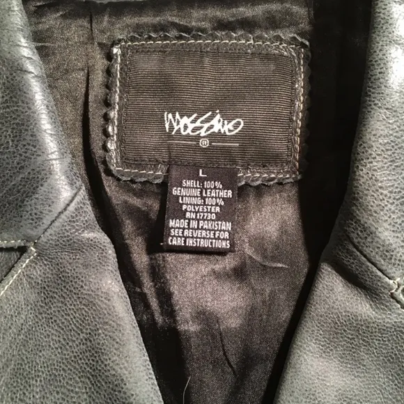 MOSSIMO Distressed BLACK 100% LEATHER Blazer Jacket, NWOT, Size Large