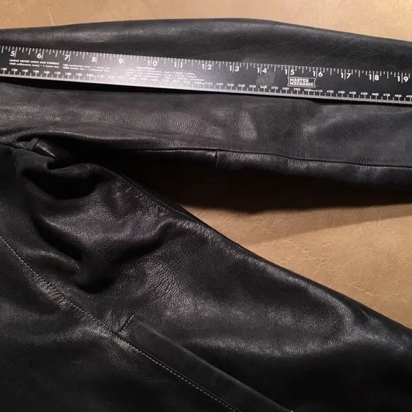 MOSSIMO Distressed BLACK 100% LEATHER Blazer Jacket, NWOT, Size Large