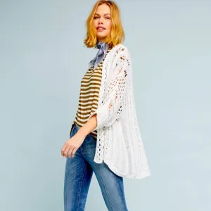 MOTH Open Knit Cardigan Sweater White Size Small NWT