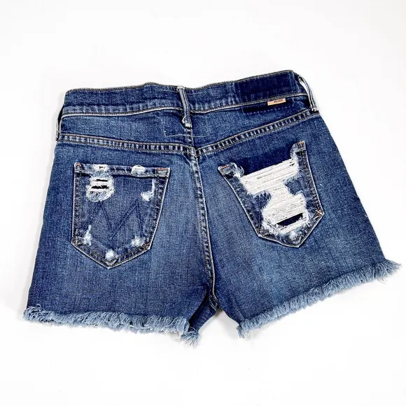 Mother Superior Womans Denim Shorts The Dutchie Short Fray Size 24 Blue