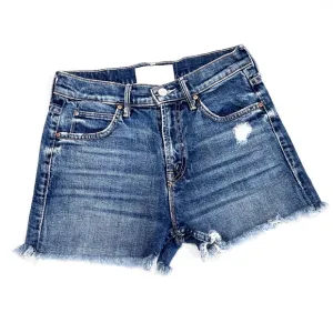 Mother Superior Womans Denim Shorts The Dutchie Short Fray Size 24 Blue