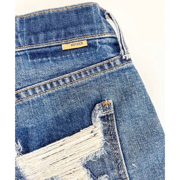 Mother Superior Womans Denim Shorts The Dutchie Short Fray Size 24 Blue