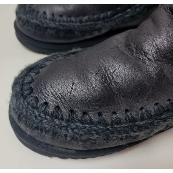Mou Mens Black Sheepskin Ankle Eskimo Boots Sz 42 / US 9 ?