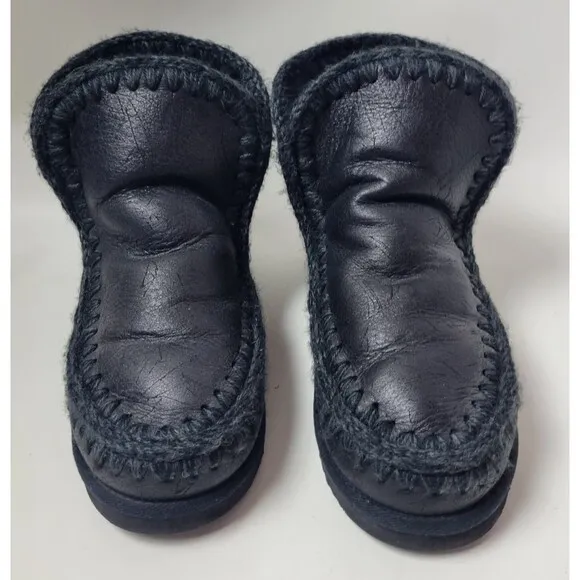 Mou Mens Black Sheepskin Ankle Eskimo Boots Sz 42 / US 9 ?