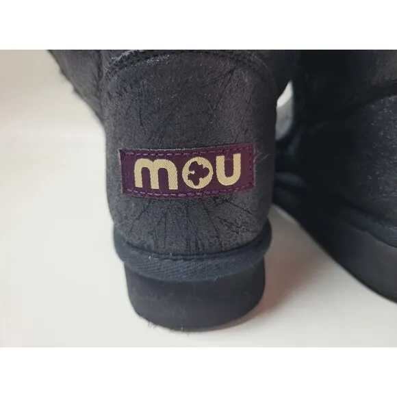 Mou Mens Black Sheepskin Ankle Eskimo Boots Sz 42 / US 9 ?