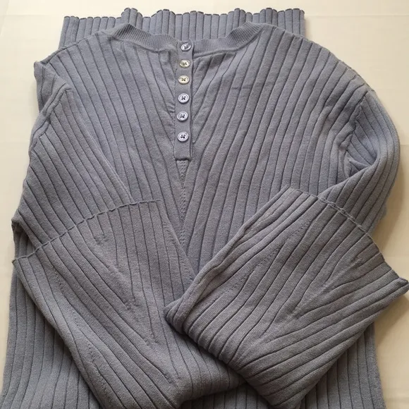 Moussy dress tunic blu/gray rib knit bodycon tunic small