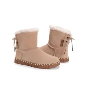 MUK LUKS Flexi Albany Women’s Sand/Beige Snow Boots Lace Back New 6
