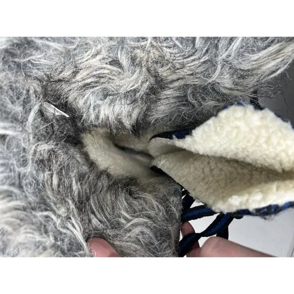 MUK LUKS Gwen Tall Lace Up Faux Fur Lined Black Blue Thinsulated Size 10