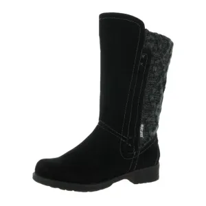 MUK LUKS Women's Faux Fur Suede Knit Trim Zip Up Casey Mid Calf Boot Size 10