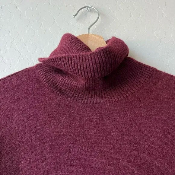 NAADAM Dress Cashmere Turtleneck Long Sleeve Sweater Dress Burgundy Red Size S