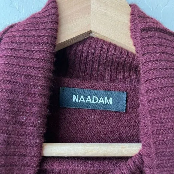 NAADAM Dress Cashmere Turtleneck Long Sleeve Sweater Dress Burgundy Red Size S