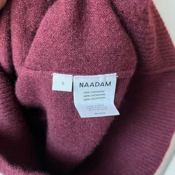 NAADAM Dress Cashmere Turtleneck Long Sleeve Sweater Dress Burgundy Red Size S