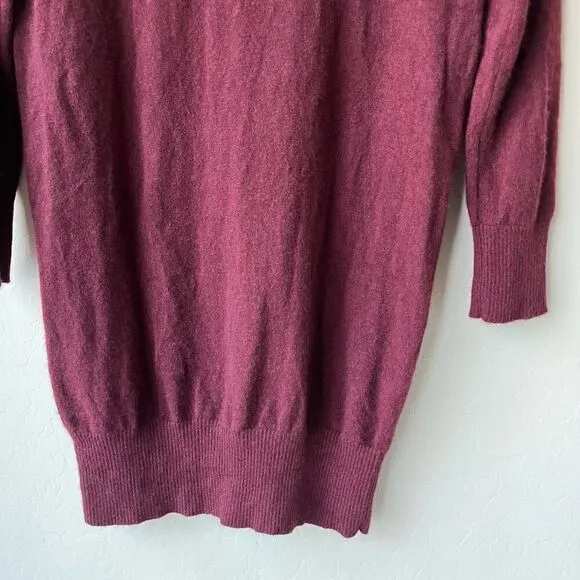 NAADAM Dress Cashmere Turtleneck Long Sleeve Sweater Dress Burgundy Red Size S