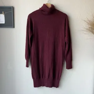 NAADAM Dress Cashmere Turtleneck Long Sleeve Sweater Dress Burgundy Red Size S