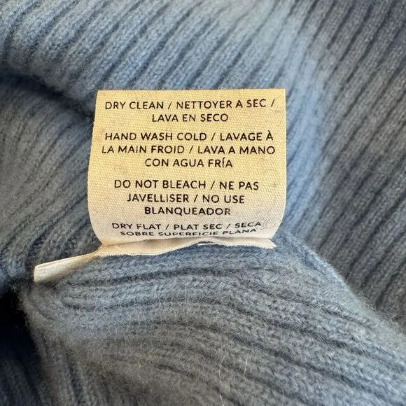 Nadaam 100% Cashmere Turtleneck Sweater Ribbed Cornflower Blue Women M Preppy