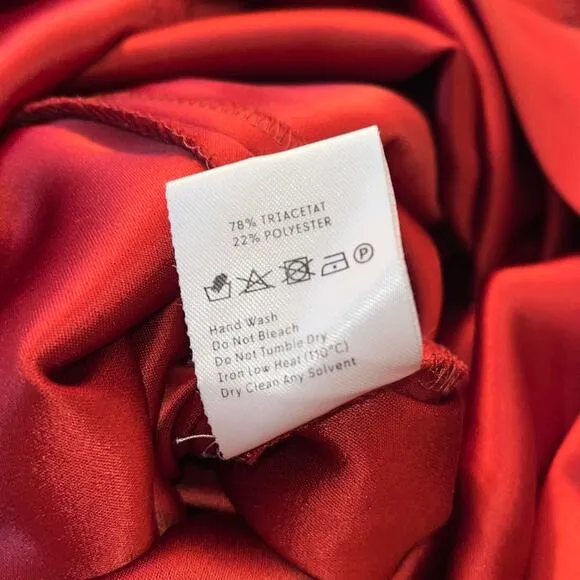 Nanushka Rust Red Satin Midi Dress Long Sleeve Mock Neck Minimalist Size M