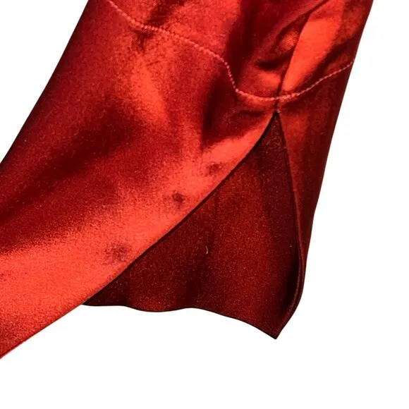 Nanushka Rust Red Satin Midi Dress Long Sleeve Mock Neck Minimalist Size M