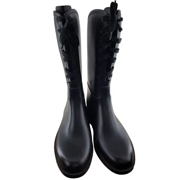 Naot Sporty Dafna Rain Boots Womens Size 10 Black Lace Up Recycled Materials