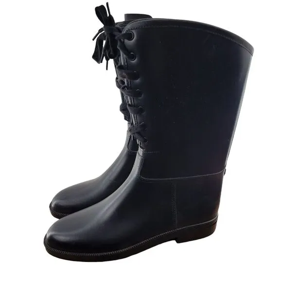 Naot Sporty Dafna Rain Boots Womens Size 10 Black Lace Up Recycled Materials