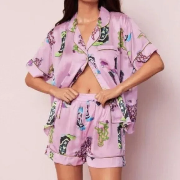 Nasty Gal Satin Cowboy Boots Pajama Shorts Set  NWT 1 day Sale⬇️