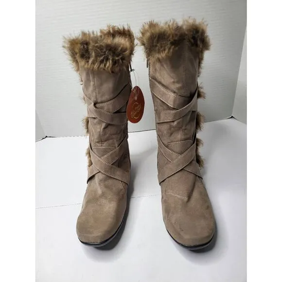 Natural Soul by Naturalizer Shearling  Faux Fur Boot Brown  Size 8M