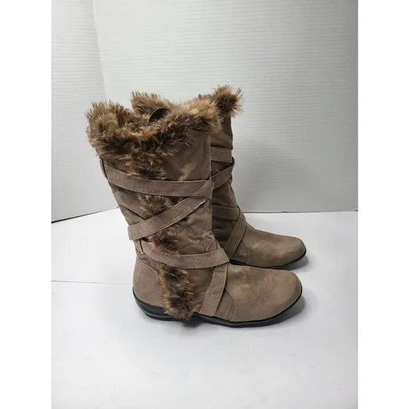 Natural Soul by Naturalizer Shearling  Faux Fur Boot Brown  Size 8M