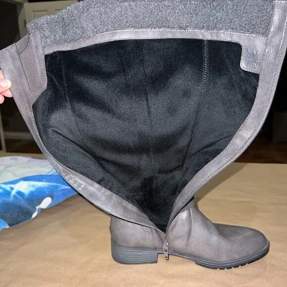 Naturalizer Garrison Cozy Womens Faux Leather Tall Knee-High Boots Gray size 9