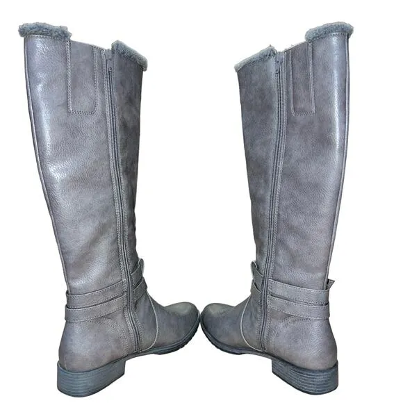Naturalizer Garrison Cozy Womens Faux Leather Tall Knee-High Boots Gray size 9