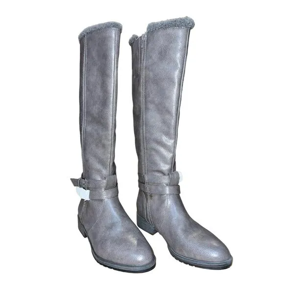 Naturalizer Garrison Cozy Womens Faux Leather Tall Knee-High Boots Gray size 9
