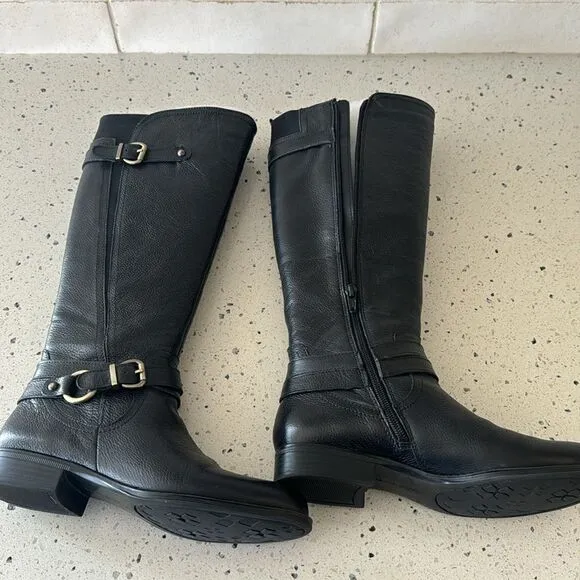 Naturalizer N5 Comfort Juletta Black Leather Knee High Riding Boots Women’s 6.5M