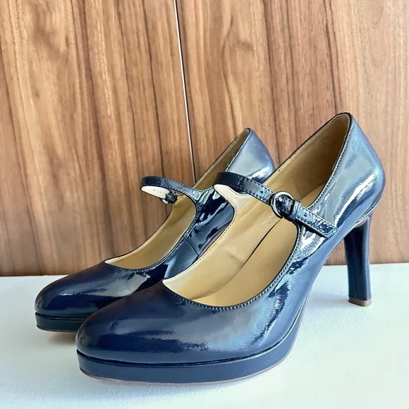 Naturalizer Navy Patent Leather Talissa Mary Jane Shoes 8.5M